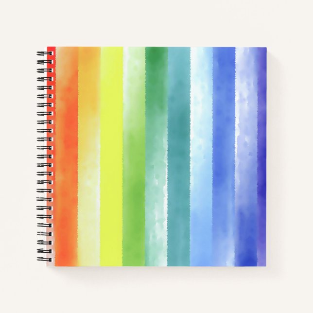 Colourful Watercolor Vertical Rainbow Pattern | Notebook (Front)
