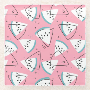 Colourful Watercolor Watermelons Glass Coaster