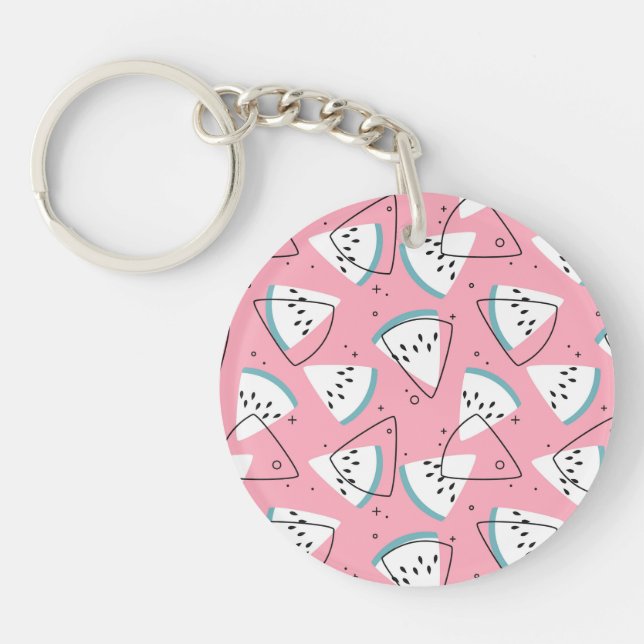 Colourful Watercolor Watermelons Key Ring (Front)