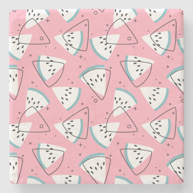 Colourful Watercolor Watermelons Stone Coaster (Front)