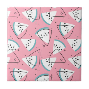 Colourful Watercolor Watermelons Tile