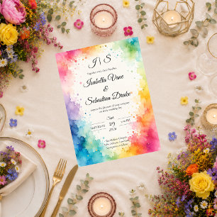 Colourful Watercolor Wedding Invitation
