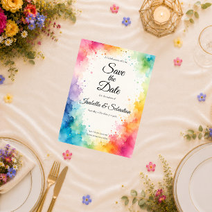 Colourful Watercolor Wedding Save The Date