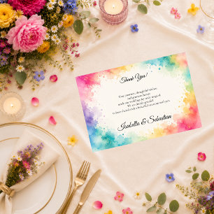 Colourful Watercolor Wedding Thank You Card