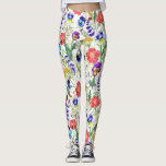 Colourful Watercolor Wild Flowers Poppies Leggings<br><div class="desc">Unique leggings with colourful patterns of watercolor painted illustrations of butterflies,  bees,  ladybugs,  and Provence-style field flowers: lavenders,  pansies,  poppies,  and more.</div>