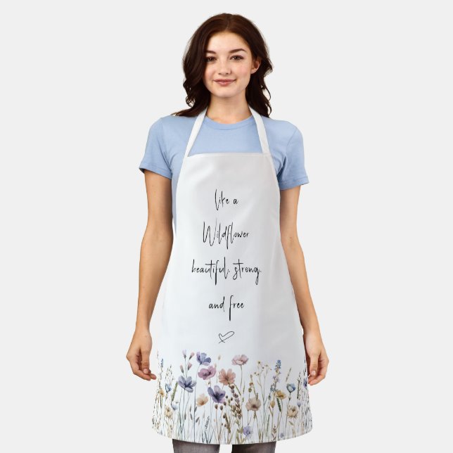 Colourful Watercolor Wildflower Apron (Worn)