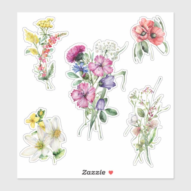Colourful Watercolor Wildflower Bouquets (Sheet)