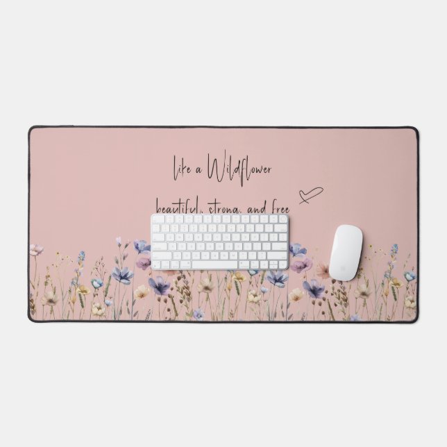 Colourful Watercolor Wildflower Desk Mat (Keyboard & Mouse)