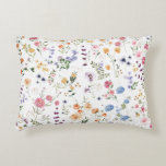 Colourful Watercolor Wildflower Floral Garden Decorative Cushion<br><div class="desc">Beautiful boho-inspired design featuring cheerful watercolor wildflowers in various shades of blush,  pink,  lavender,  yellow,  blue and green.</div>