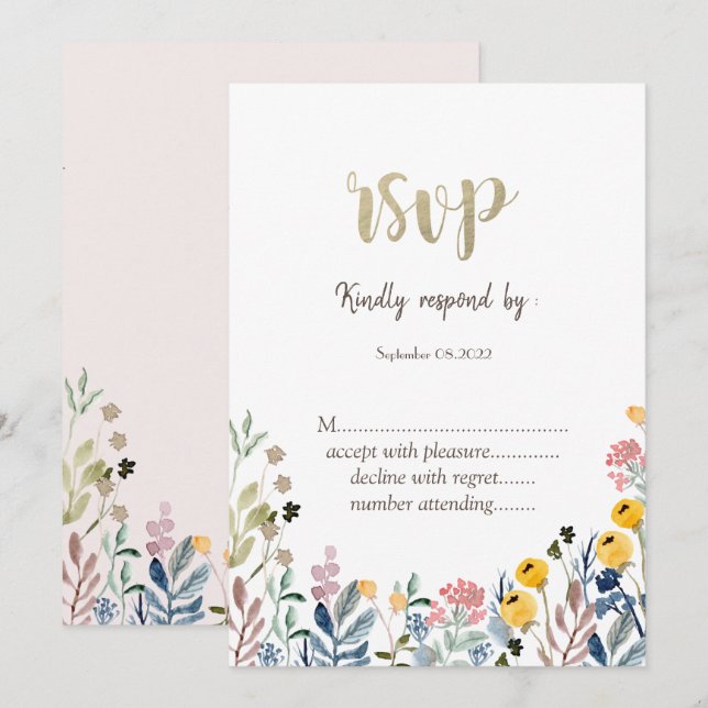 Colourful Watercolor Wildflower Meadow Invitation (Front/Back)
