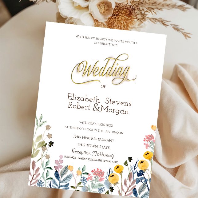 Colourful Watercolor Wildflower Meadow  Invitation (Creator Uploaded)