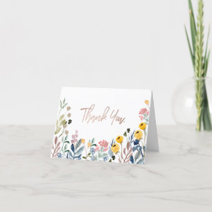 Colourful Watercolor Wildflower Meadow Thank You Card