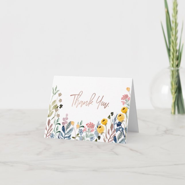Colourful Watercolor Wildflower Meadow Thank You Card (Front)