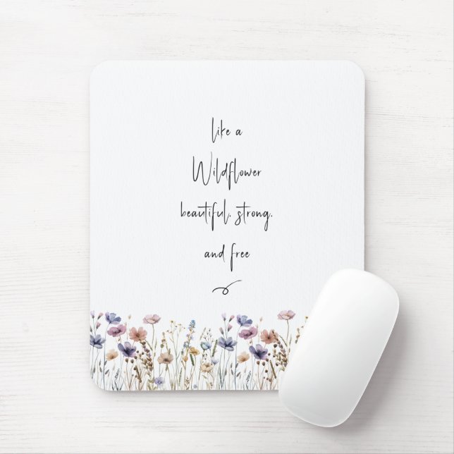 Colourful Watercolor Wildflower Mouse Mat (With Mouse)