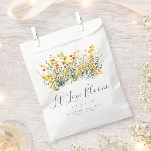 Colourful Watercolor Wildflower Seed Wedding Favour Bags (Clipped)
