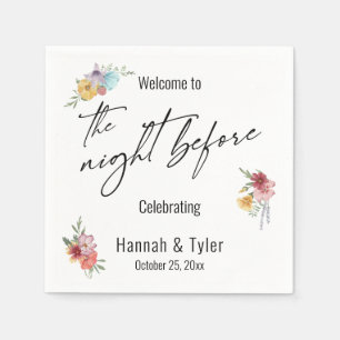 Colourful Watercolor Wildflower The Night Before Napkin