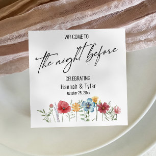 Colourful Watercolor Wildflower The Night Before Napkin