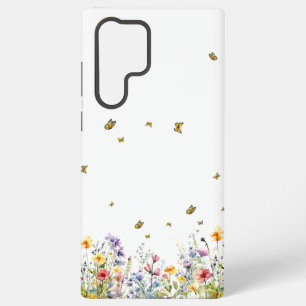 Colourful Watercolor Wildflower with Butterfly Samsung Galaxy Case