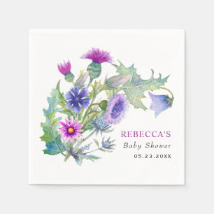 Colourful watercolor wildflowers Baby Shower Napkin