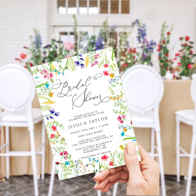 Colourful Watercolor Wildflowers Bridal Shower Invitation (Creator Uploaded)