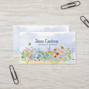 Colourful Watercolor Wildflowers Business Card