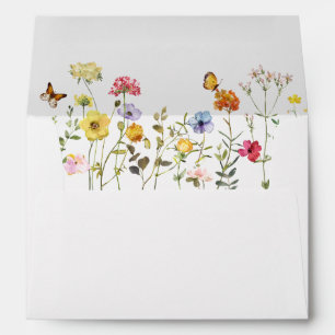 Colourful Watercolor Wildflowers & Butterflies Envelope