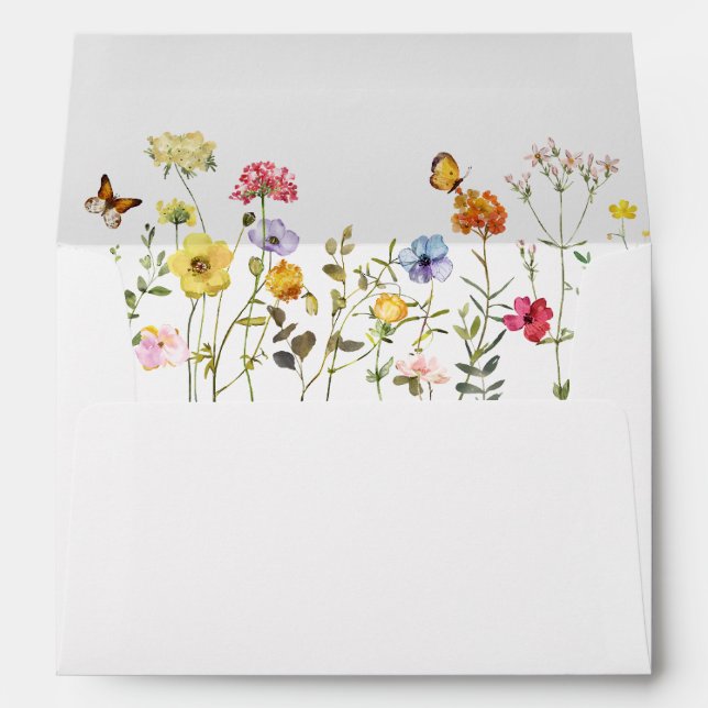 Colourful Watercolor Wildflowers & Butterflies Envelope (Back (Bottom))