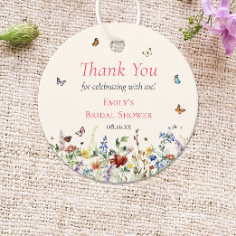 Colourful Watercolor Wildflowers & Butterflies Favour Tags