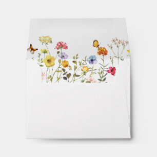 Colourful Watercolor Wildflowers & Butterflies RSV Envelope