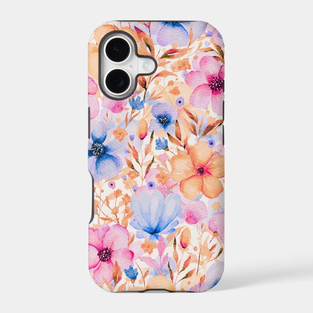 Colourful Watercolor Wildflowers Floral Pattern (Back)