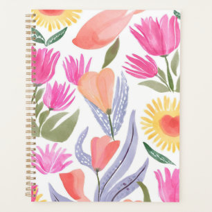 Colourful Watercolor Wildflowers Hand Painted Planner