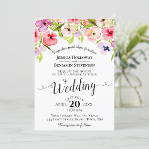 Colourful Watercolor Wildflowers Spring Wedding Invitation