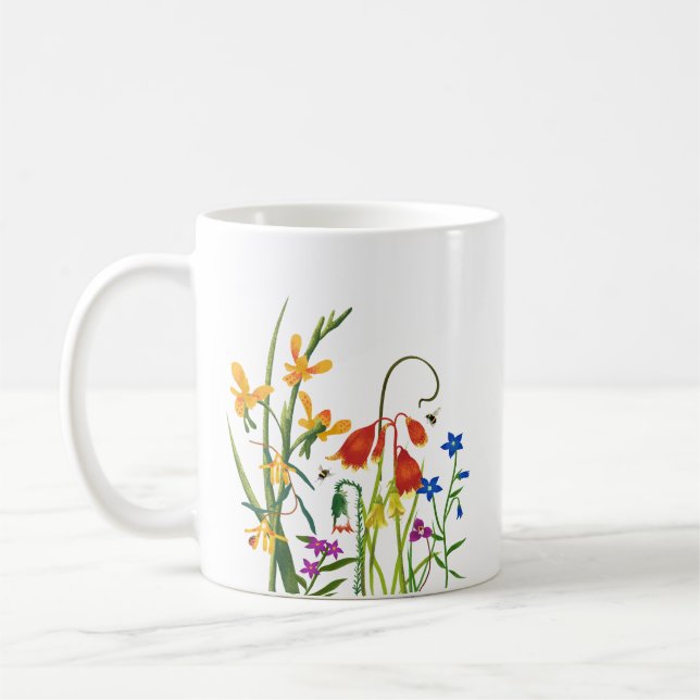 Colourful Watercolor Wildflowers Summer Coffee Mug (Left)