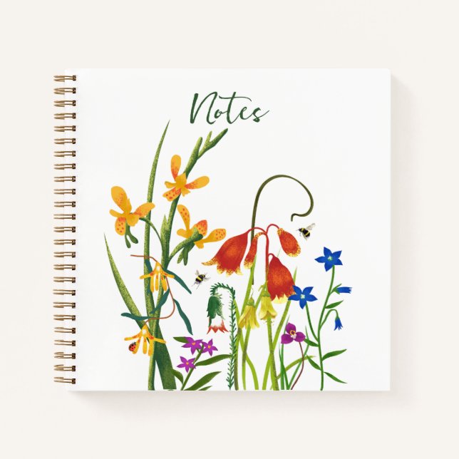 Colourful Watercolor Wildflowers Summer Notebook (Front)