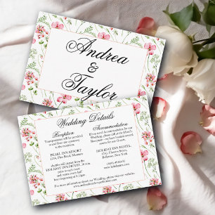 Colourful Watercolor Wildflowers Wedding Details Enclosure Card