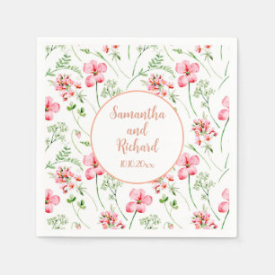 Colourful Watercolor Wildflowers Wedding Napkin