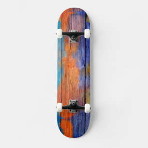 Colourful Watercolor Wood Abstract #6 Skateboard