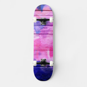 Colourful Watercolor Wood Abstract #8 Skateboard