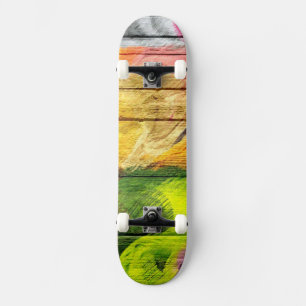 Colourful Watercolor Wood Abstract #9 Skateboard