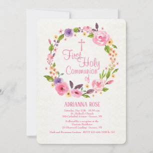 Colourful Watercolor Wreath Religious Invitation