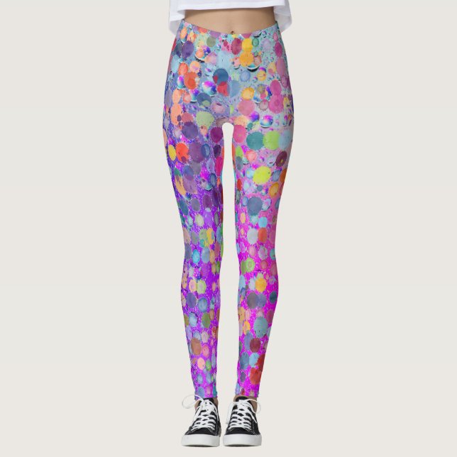 Colourful Watercolor Yoga Pants Leggings (Front)