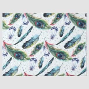 Colourful WatercolorPheasant Feathers Pattern Tissue Paper
