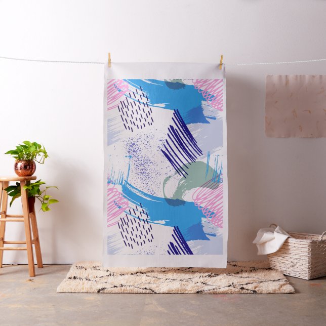 Colourful watercolors abstract brushstrokes patter fabric (In Situ)