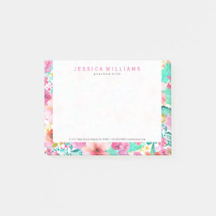 Colourful Watercolors Flowers Collage Post-it Notes