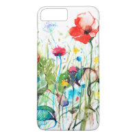 Colourful Watercolors Red Poppy's & Spring Flowers