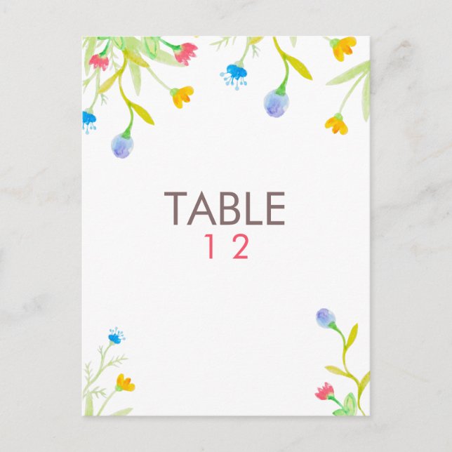 Colourful Watercolors Summer Flowers Postcard (Front)