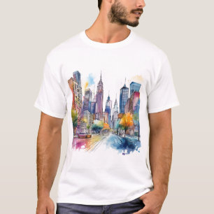 Colourful Watercolour Cityscape T-Shirt