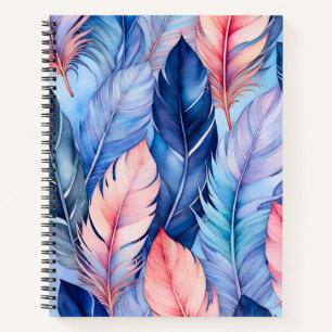 Colourful Watercolour Feather Art Spiral Notebook