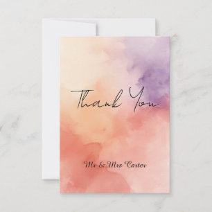 Colourful Watercolour Ink Splash Boho Wedding Than Thank You Card