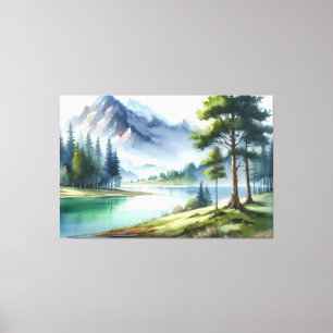 Colourful watercolour landscape painting canvas print